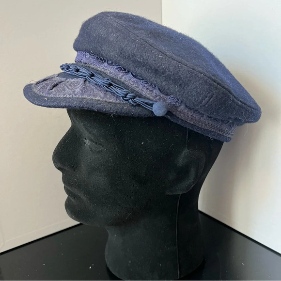 Vintage Golden Gate Hat Company Blue Fitted Mens Wool Greek Fisherman's Cap Size - Picture 2 of 13